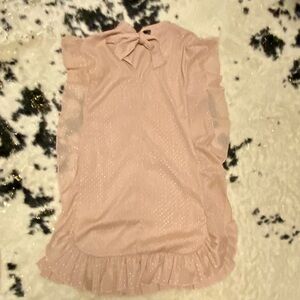 Glam Brushed Tan & Gold Polka Dot Ruffle Minidress